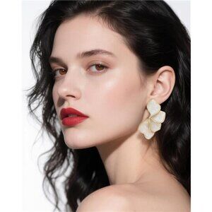 Chunky Gold Flower Earrings | Irregular Petal Dangle Drops | Boho Statement